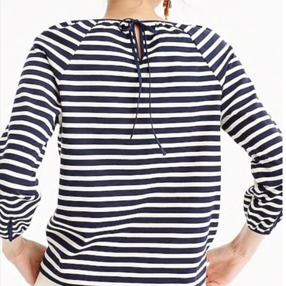 J. Crew Striped Peasant Top Striped Tie Back S - Picture 3 of 6